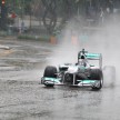 Jazeman Jaafar drives the Mercedes AMG Petronas W03 Formula 1 car around the streets of Kuala Lumpur