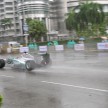 Jazeman Jaafar drives the Mercedes AMG Petronas W03 Formula 1 car around the streets of Kuala Lumpur