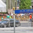 Jazeman Jaafar drives the Mercedes AMG Petronas W03 Formula 1 car around the streets of Kuala Lumpur