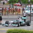 Jazeman Jaafar drives the Mercedes AMG Petronas W03 Formula 1 car around the streets of Kuala Lumpur
