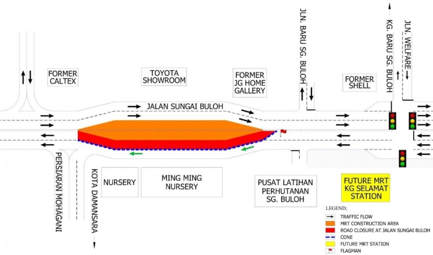 KL MRT: Road closure at Lebuh Bandar Utama, night contra-traffic flow at Jln Sungai Buloh continues 344976