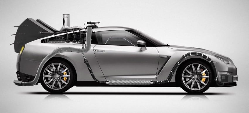 R35 Nissan GT-R rendered as BTTF time machine 395731