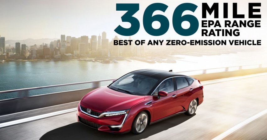 Honda Clarity Fuel Cell gets 589 km EPA driving range rating, best of any US-market zero-emission vehicle 568568