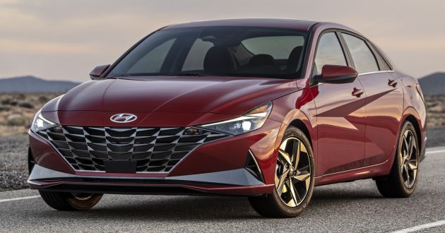2021 Hyundai Elantra, Elantra Hybrid debut – four-door coupe style, dual-screen setup, 64-colour LED lights!