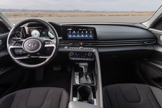 2021 Hyundai Elantra, Elantra Hybrid debut – four-door coupe style, dual-screen setup, 64-colour LED lights!