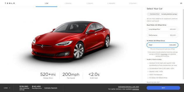 Tesla Model S Plaid revealed – 3 electric motors; 1,100 hp; 0-96 km/h under two seconds; 322 km/h top speed