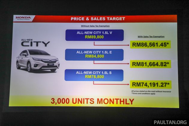 2020 Honda City – 5th-gen launched in Malaysia; 1.5L S, E and V; RS e:HEV Hybrid world debut, from RM74k