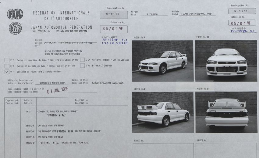 Dokumentasi Mitsubishi daftarkan Proton sebagai varian Lancer Evolution kepada FIA didedahkan 1238936