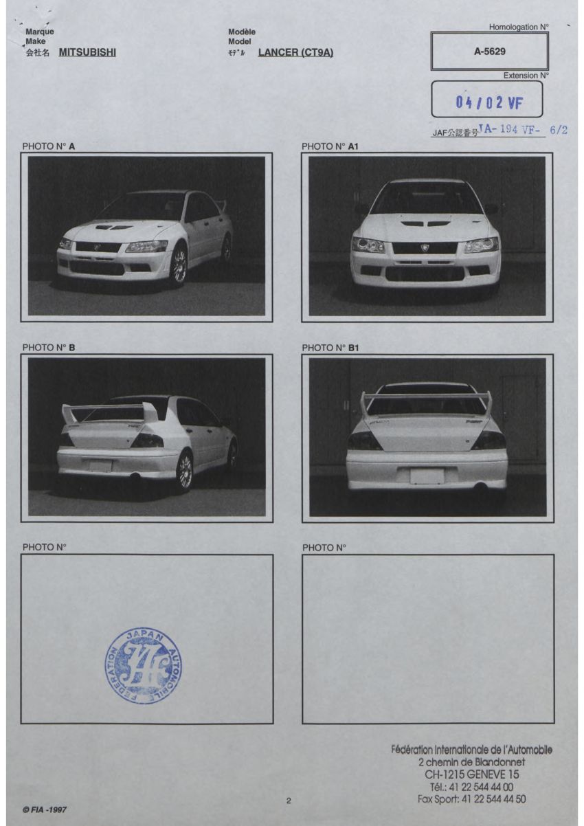 Dokumentasi Mitsubishi daftarkan Proton sebagai varian Lancer Evolution kepada FIA didedahkan 1238914