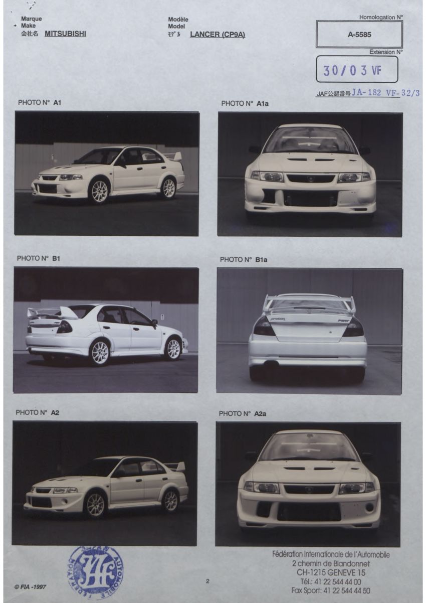 Dokumentasi Mitsubishi daftarkan Proton sebagai varian Lancer Evolution kepada FIA didedahkan 1238901