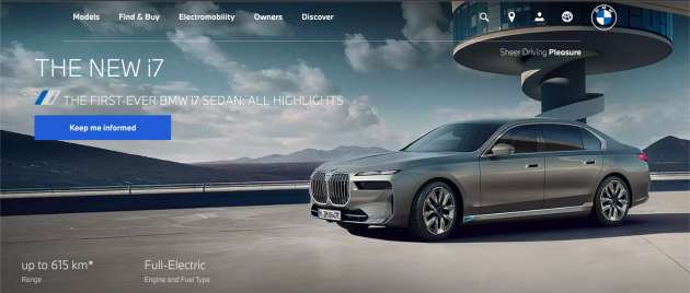 BMW i7 EV in Malaysia – electric 7 Series appears on local site, up to 544 PS and 615 km range; open for ROI