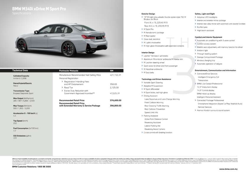 2023 BMW M340i xDrive facelift in Malaysia – 387 hp / 500 Nm 3.0L, online-only M Sport Pro; from RM392k 1589217