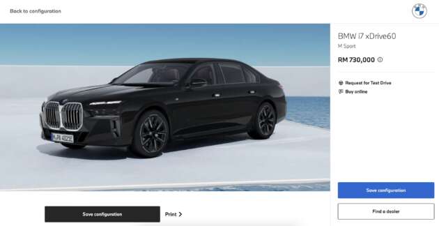 BMW i7 xDrive60 configurator shows RM730k price?