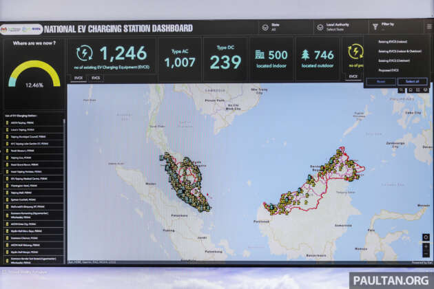 EV charger map in Malaysia – 1,246 total, 239 DCFC