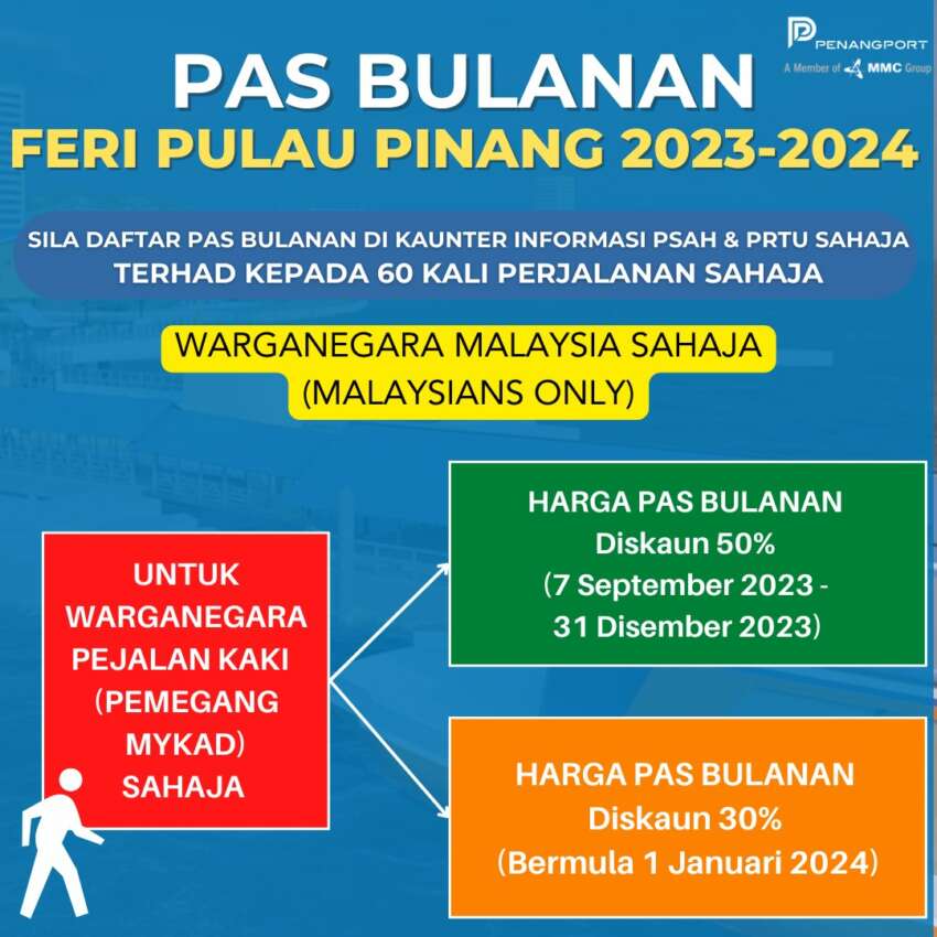 New Penang ferry free rides end – fare is RM2 for adults, bicycles; RM2.50 for motorcycles from today 1665215