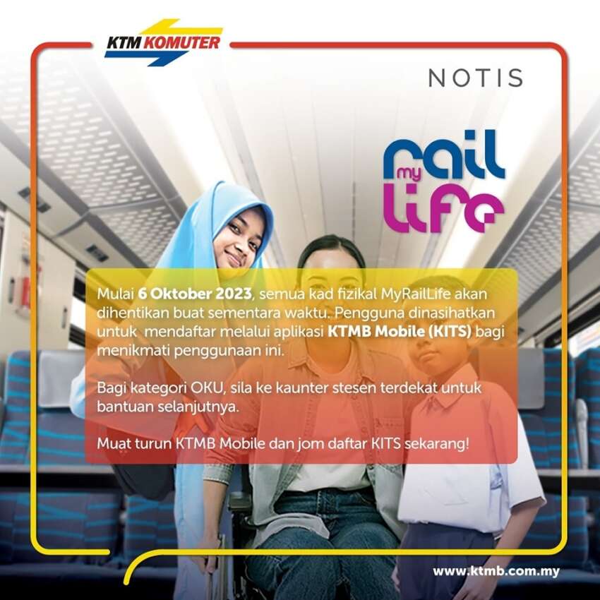 KTM Komuter Link, MyRailLife, concession cards no longer accepted – register, transfer credit to KITS app 1680016