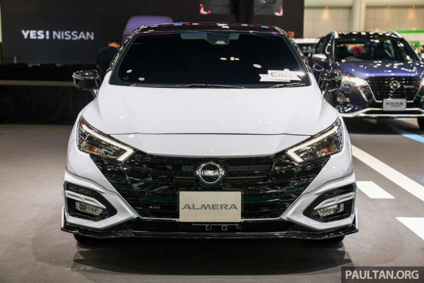 Bangkok 2024: Nissan Almera facelift – B-sedan gets bolder face, blue trim, bodykit with twin central pipes 1744269