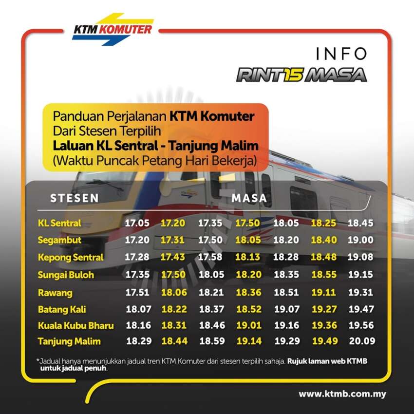 KTM Komuter Tg Malim – KL Sentral route to operate with 15 minutes frequency from next Mon, April 22 1751867