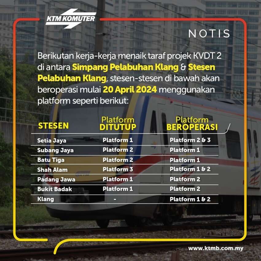 Platforms closed at 13 KTM Komuter stations for KVDT2, new schedule for 2 affected lines starts today 1753891