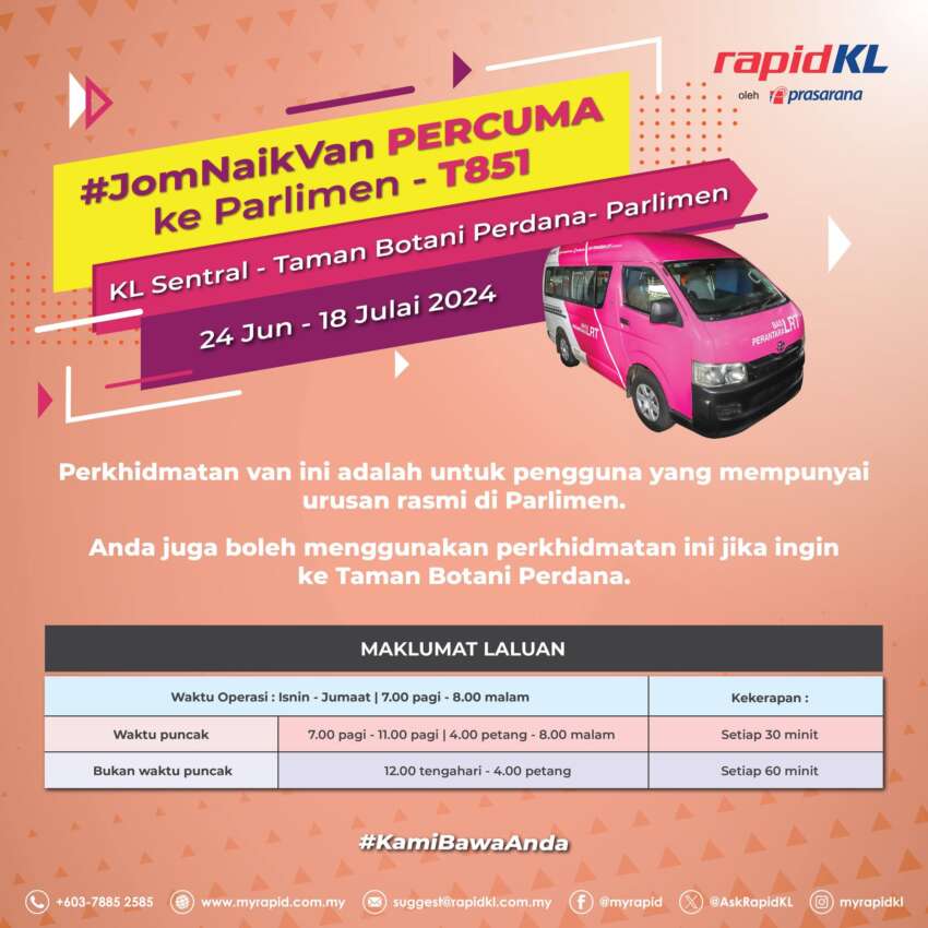 Rapid KL’s ‘Bas Parlimen’ is back – free van service from KL Sentral, Taman Botani carpark, Jun 24-Jul 18 1780126