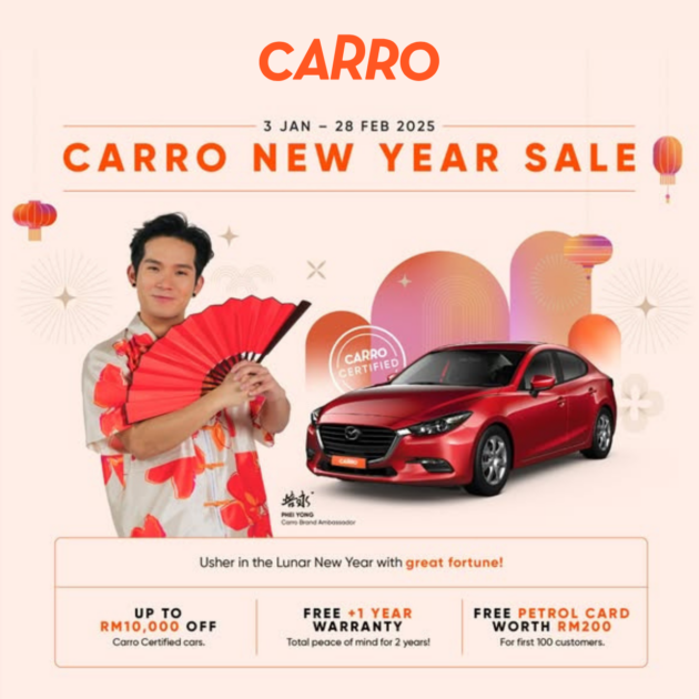The Carro New Year Sale is on! Enjoy RM10k off for Carro Certified, 2 years warranty and a petrol card