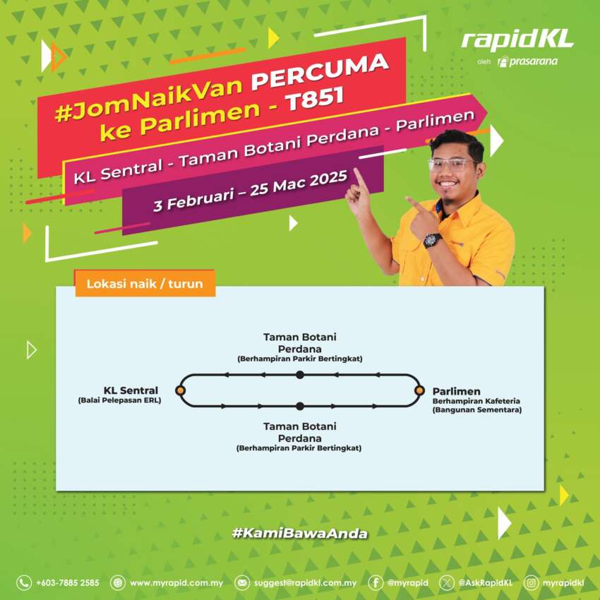 Rapid KL’s ‘Bas Parlimen’ is back – free van service from KL Sentral, Taman Botani carpark, Feb 3 – Mar 25 1878089