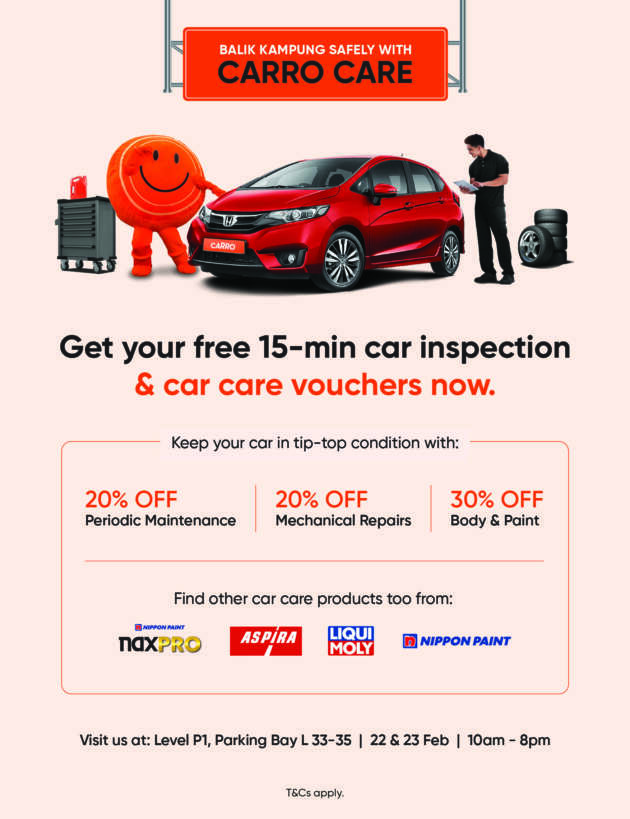Make sure your car is road-worthy – free inspection from Carro Care at Toppen Shopping Centre, JB