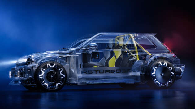 Renault 5 Turbo 3E – 544 PS RWD EV hot hatch, in-wheel motors, 0-100 km/h 3.5 secs, drift handbrake!