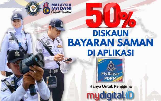 PDRM offers 50% saman discount till Sept 16 – only via MyBayar PDRM app and login with MyDigital ID