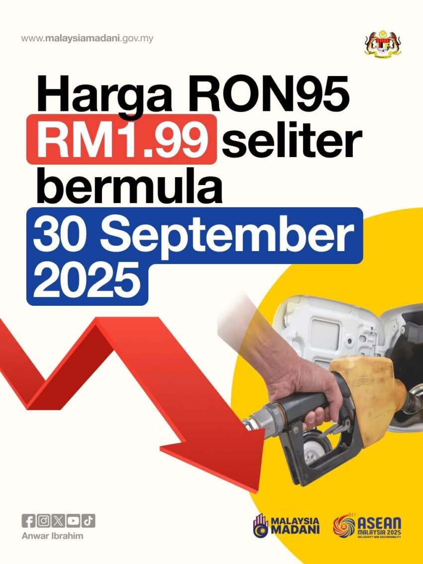 RM1.99 RON95 starts on Sept 30 for all Malaysians, PDRM/ATM Sept 27, STR recipients Sept 28 – PMX 1972235