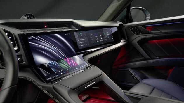 Porsche Cayenne Electric – radical all-screen interior with curved Flow Display, physical air-con controls