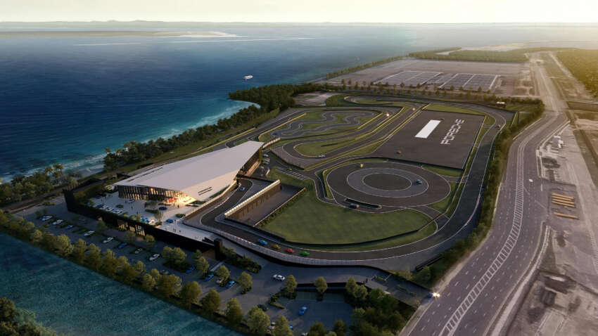 Porsche Experience Centre Singapore shows tight circuit, drift circle, Yas Marina-style flyover building 1981342