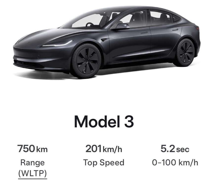 2025 Tesla Model 3 Highland Long Range RWD in Malaysia – RM185k; 750 km WLTP; 0-100 in 5.2s 1978381