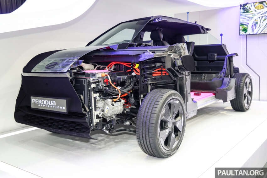 Perodua QV-E EV dari lebih dekat — bateri LFP 52.5 kWj CATL, <em>torsion beam</em> di belakang, sekitar 385 km? 1998006