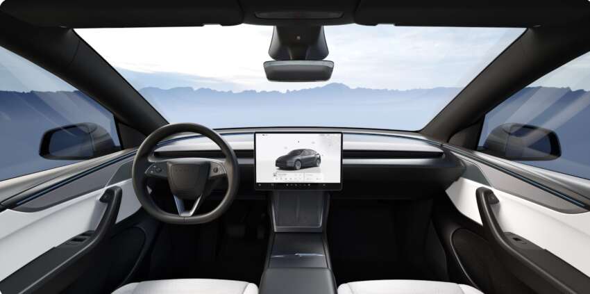 2026 Tesla Model Y in China updated to get larger 16-inch screen, black headlining from 6-seater Model Y L 2020093