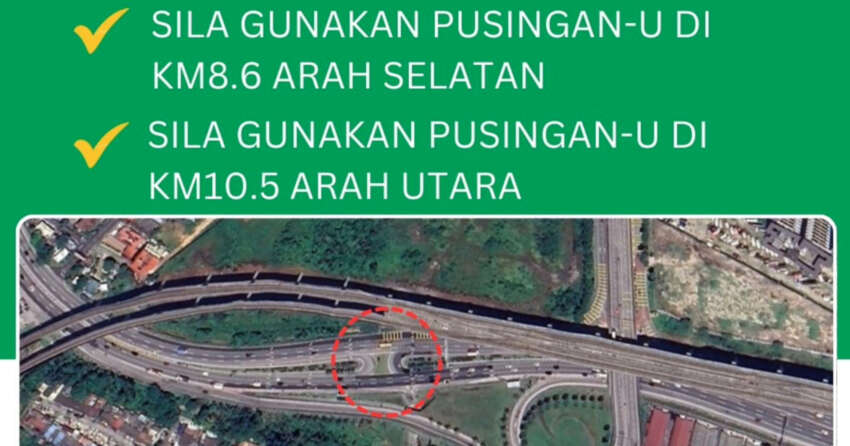 Besraya Sungai Besi Expressway KM9.5 U-turn closed in both directions for six months from today, January 5 2019260