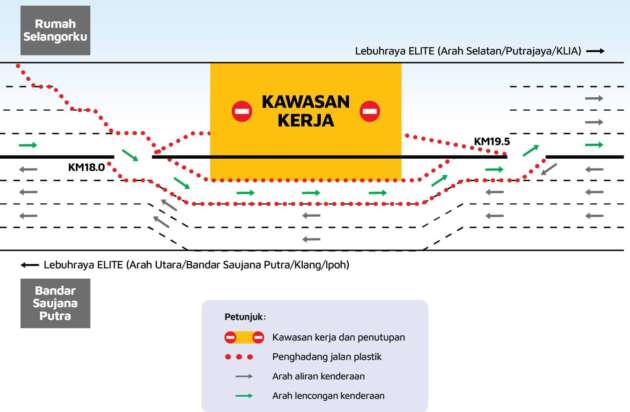 Contraflow on Elite Highway BSP to Putrajaya tonight