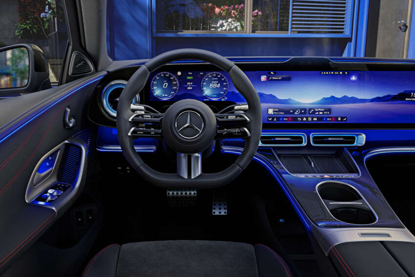 2026 Mercedes-Benz C-Class EV – interior shown with massive MBUX Hyperscreen; full reveal April 20 2068266
