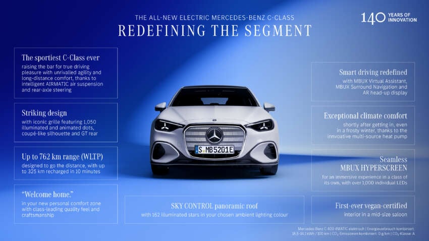 2026 Mercedes-Benz C-Class EV debuts – W520-gen with 800V tech, 330 kW DC, up to 800 km range WLTP 2069582