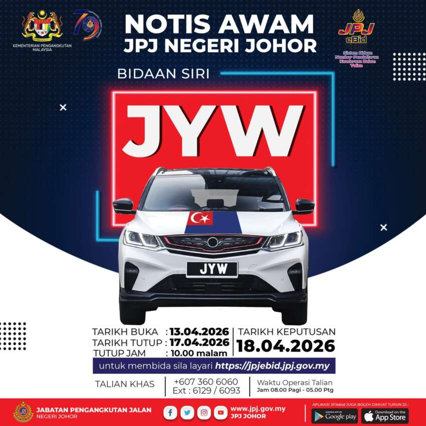 JPJ eBid: BSV and JYW number plates up for bidding 2061801