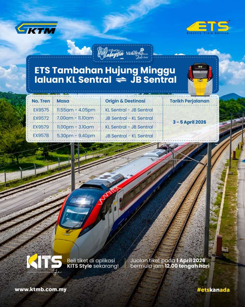 KTM adds ETS train services to JB Sentral this weekend, including new ETS Platinum Basic class 2059427