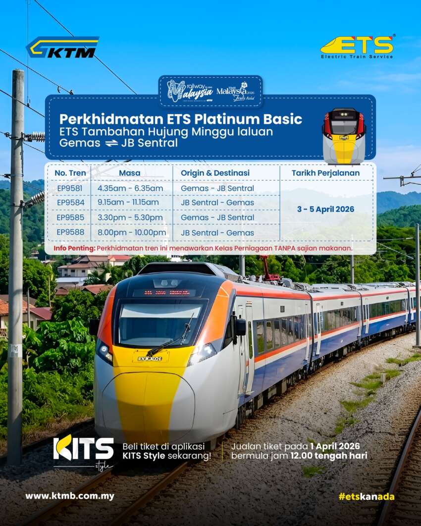 KTM adds ETS train services to JB Sentral this weekend, including new ETS Platinum Basic class 2059428