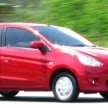 Mitsubishi Mirage previewed, on a Thai race track