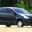 Mitsubishi Mirage previewed, on a Thai race track