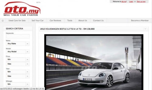 New VW Beetle ad spotted on oto.my – 1.2 TSI, RM138,888